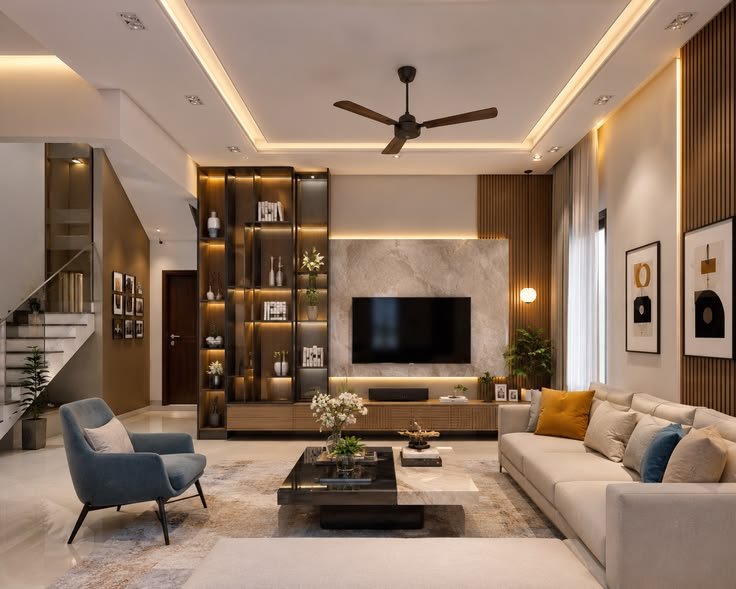 living area interior design in pune